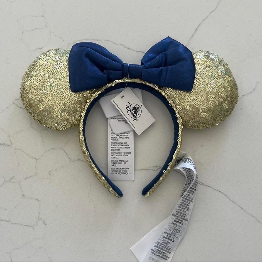 Gold and Navy Sequin Minnie Ears NWT
